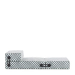 chauffeuse TRIX OUTDOOR LIBERTY, tissu Obi Check, couleur bleu, position ouverte