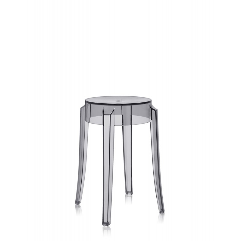 Tabouret Charles Ghost (hauteur 46 cm), couleur fumé