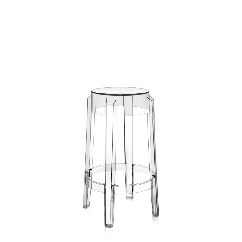 Tabouret de bar Charles Ghost (hauteur 65 cm), couleur cristal