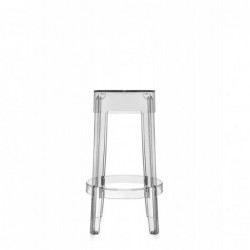 Tabouret de bar Charles Ghost (hauteur 65 cm), couleur cristal, vue de face