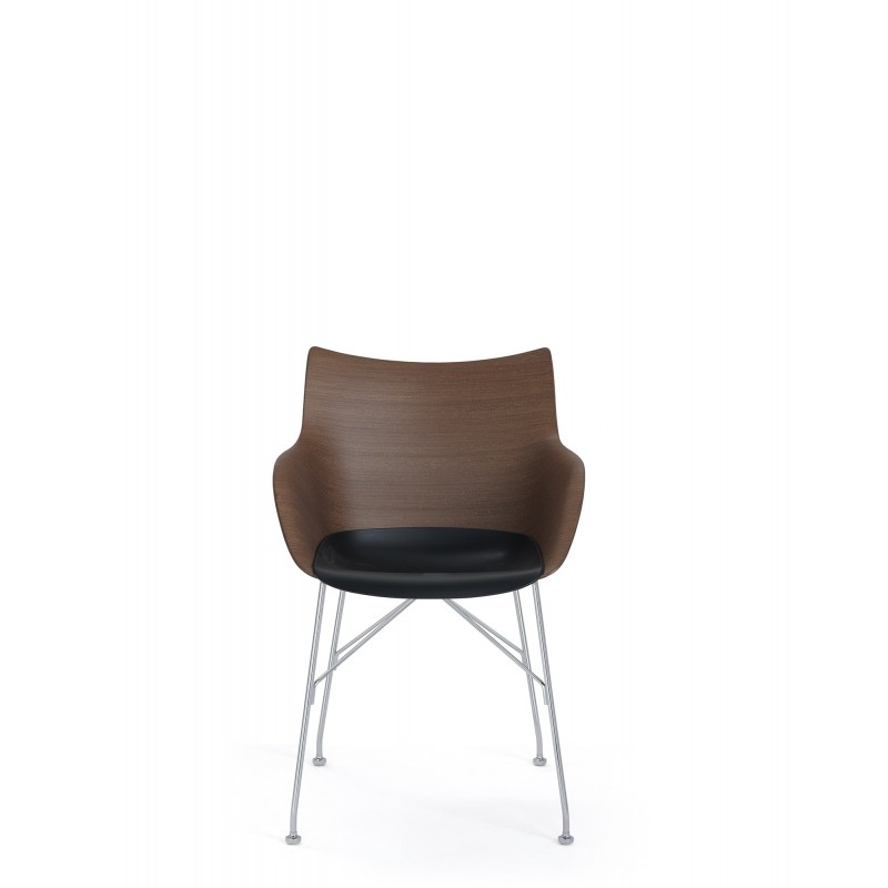 Chaise kartell Q/WOOD (hêtre), bois foncé, vue de face Chaise kartell Q/WOOD (hêtre), bois foncé, vue de face